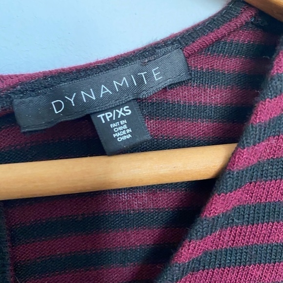 DYNAMITE Burgundy Black Striped Tunic - Picture 4 of 8